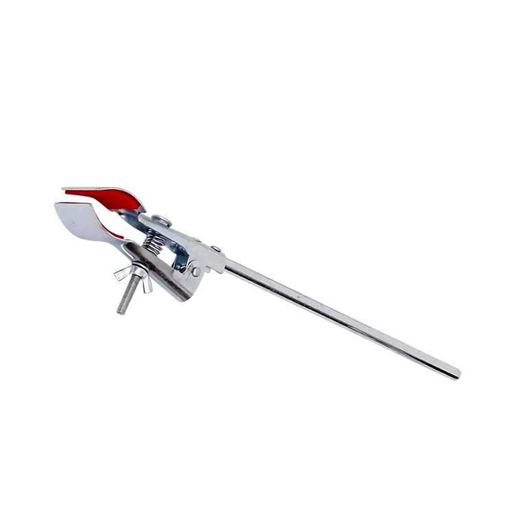 Zinc-Plated 2-Prong Flask Clamp with Red Rubber Lining (Small)